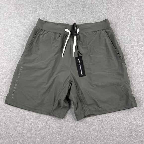 Seek Discomfort Other - Seek Discomfort Shorts Mens Large Olive Green Drawstring Lined Active NWT